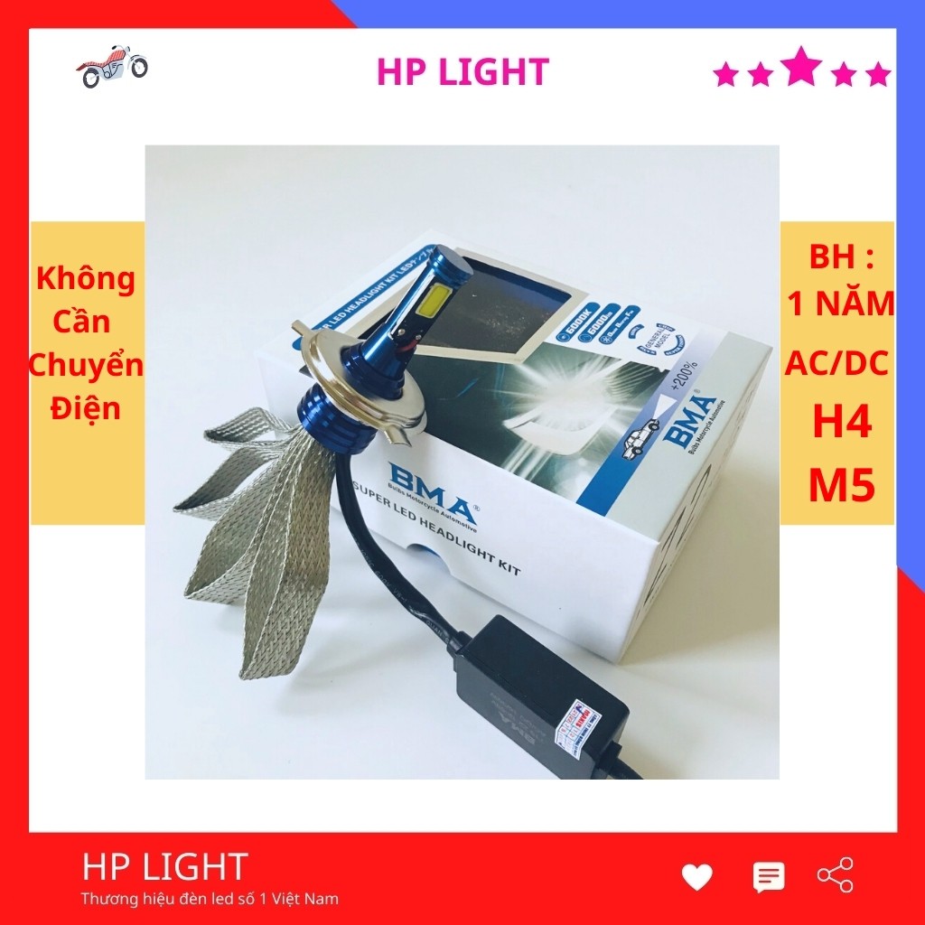 Đèn Pha Led Xe Máy 2 Tim H4, M5 Chính Hãng Siêu Sáng Dream, Wave Và Nhiều Dòng Xe Khác HPLight Z2