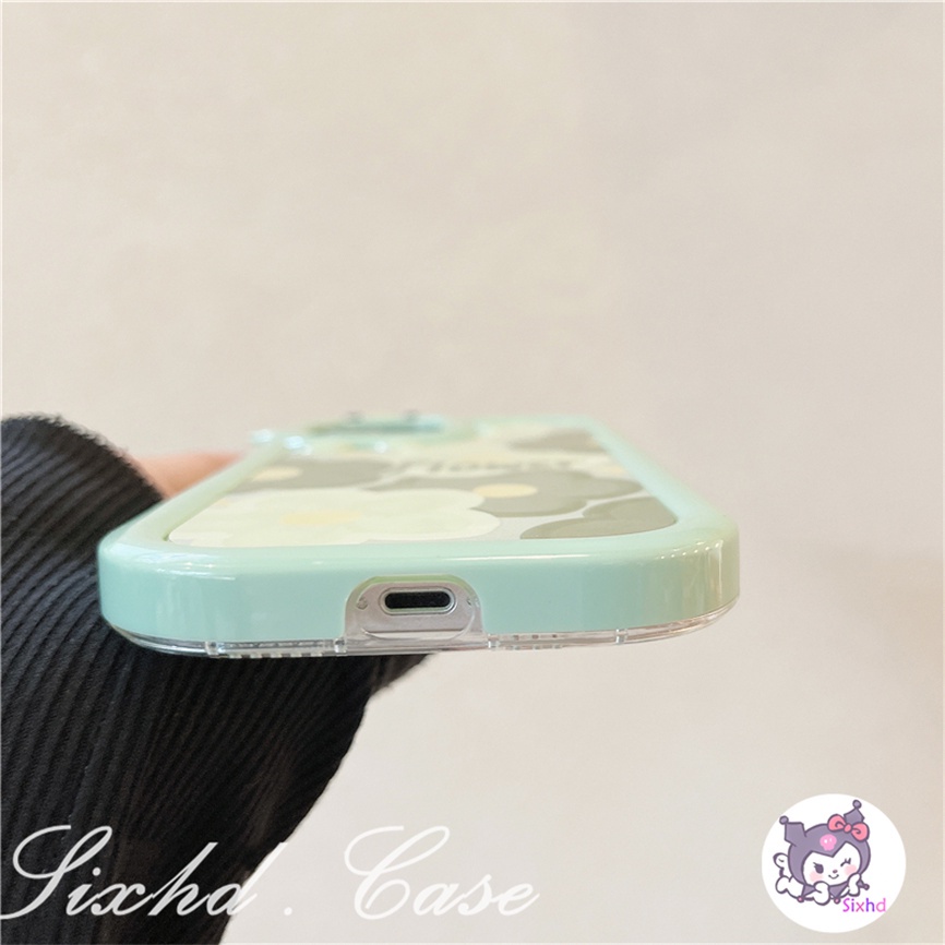 Compatible For Samsung A03 A03s A14 A13 A12 A22 A23 A33 A04s A04E A50 A50s A30s A32 A53 A54 A51 A52 A71 A72 A21s A30 A20 A31 A11 A02s M22 M32 sixhd Ốp Điện Thoại TPU Mềm Chống Rơi Họa Tiết Hoa Màu Xanh Lá Cho