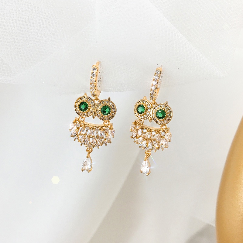 Bông Tai Hình Cú Mèo Đính Đá Zircon Thời Trang