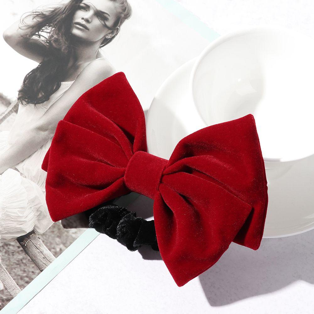 Kẹp Tóc Nơ Lớn Bằng Nhung Màu Đen Cho Nữ