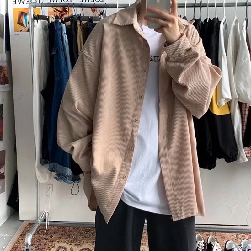 New Korean style plaid long-sleeve shirt for men