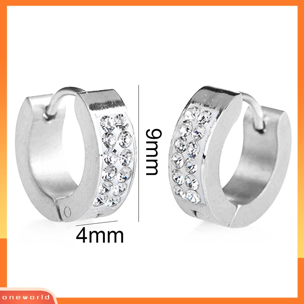 Bông tai tròn đính đá đơn giản cá tính cho nam nữ