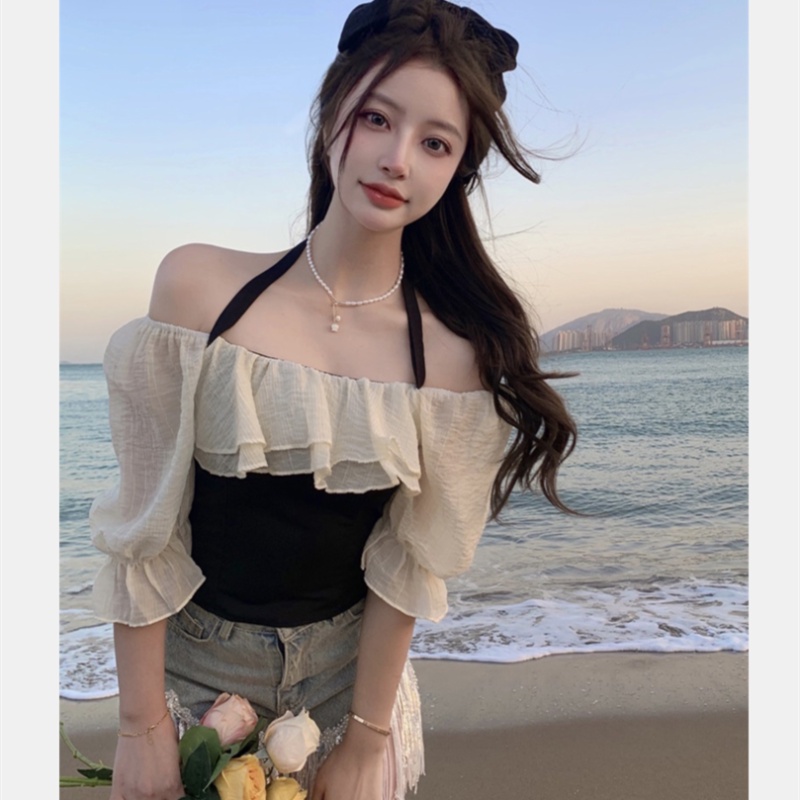Áo Trễ Vai Tay Ngắn Cổ Vuông Thời Trang Mùa Hè Cho Nữ