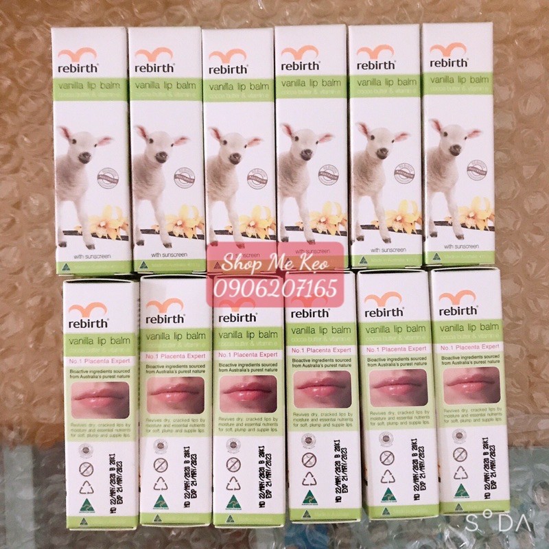 Son Dưỡng Môi Nhau Thai Cừu Rebirth Lanolin Lip Balm Chống Môi Khô, Nứt Nẻ, Thâm Môi,Chăm Sóc Môi, Giúp Môi Mềm Mại, Úc