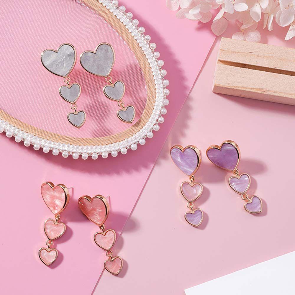 1 Khuyên Tai Kim Loại Acrylic Dễ Thương Phong Cách Hàn Quốc Cho Nữ