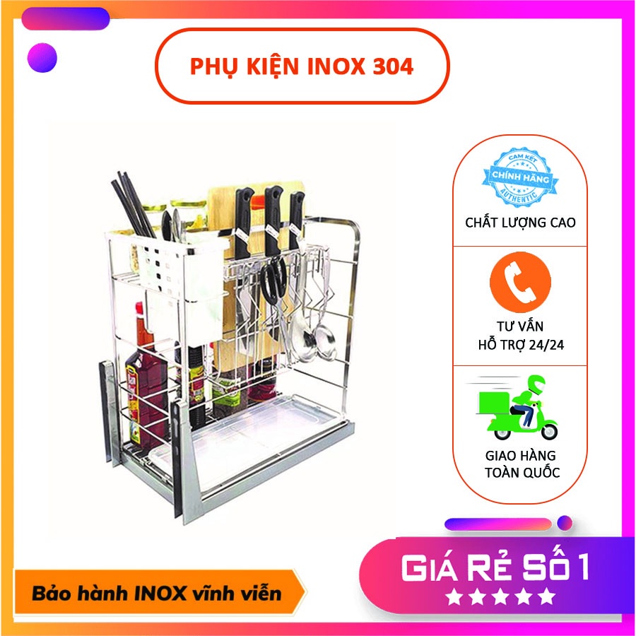 GIÁ đựng DAO THỚT và GIA VỊ INOX 304 CAO CẤP - BẢO HÀNH 2 NĂM KHÔNG HAN GỈ