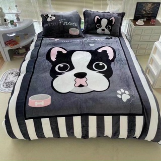 Bộ Drap Giường Chó Jack Nhung Nỉ M6*2M-M8*2M((1 chăn phao, 1 ga, 2 vỏ gối đầu, 1 vỏ gối ôm)