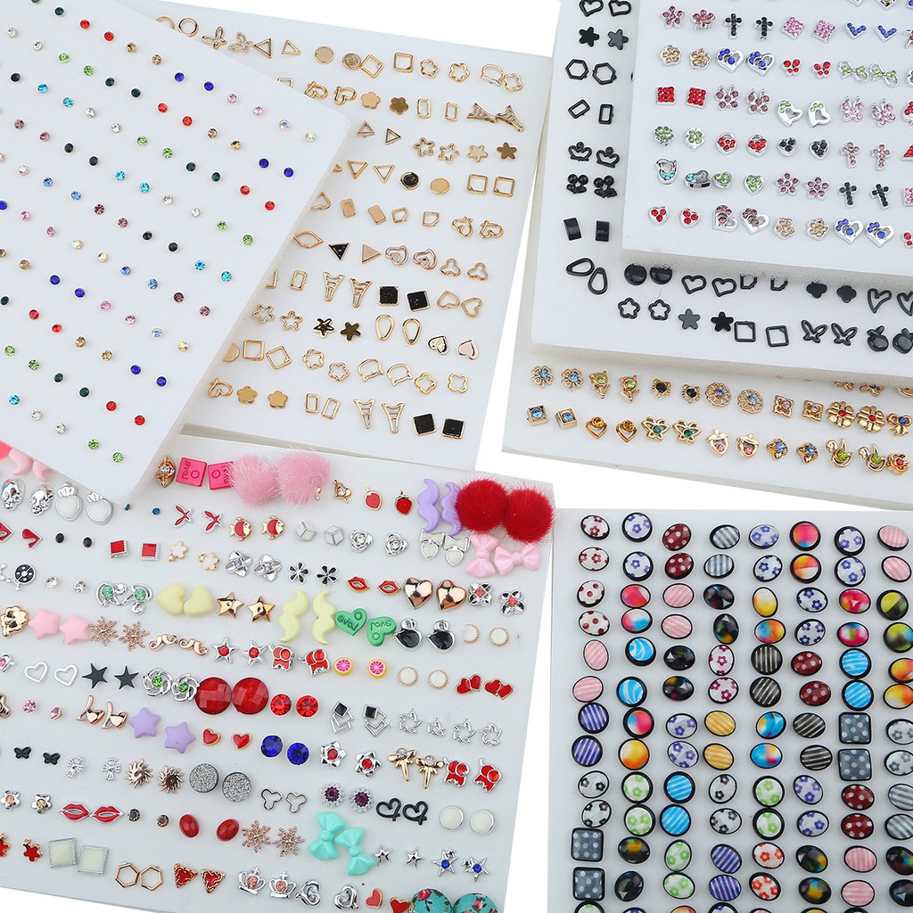 Set 100 Đôi Khuyên Tai Beadia Đính Đá Nhiều Kiểu Dáng Thời Trang Cho Nữ
