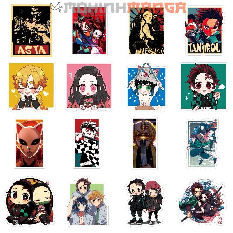 Bộ sticker Kimetsu No Yaiba (miếng dán decal Thanh gươm diệt quỷ) chống nước hình dán Tanjiro Nezuko Zenitsu Inosuke