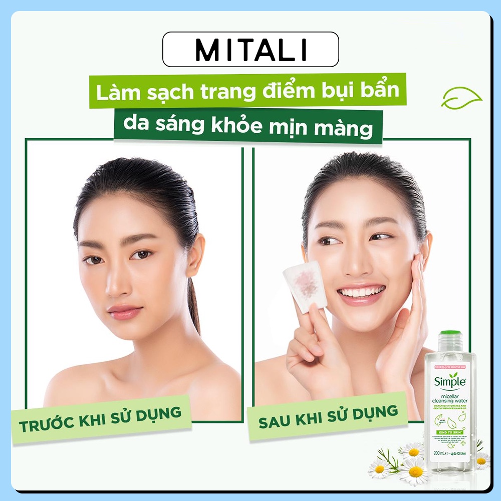 Nước Tẩy Trang Simple Micellar Cleansing Water 200ml , Sạch Sâu Dịu Nhẹ Cho Da Nhạy Cảm MiTaLi | BigBuy360 - bigbuy360.vn