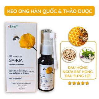 Xịt họng Keo ong Hàn quốc SAKIA - đau họng, sưng lợi, giảm ho cho bé, bà bầu 20ml (160 lần xịt)