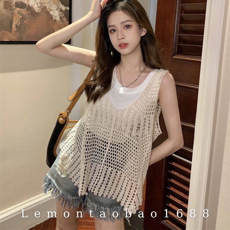 Set Áo Đan Không Tay Dáng Rộng Phong Cách Boho, Thời Trang Nữ