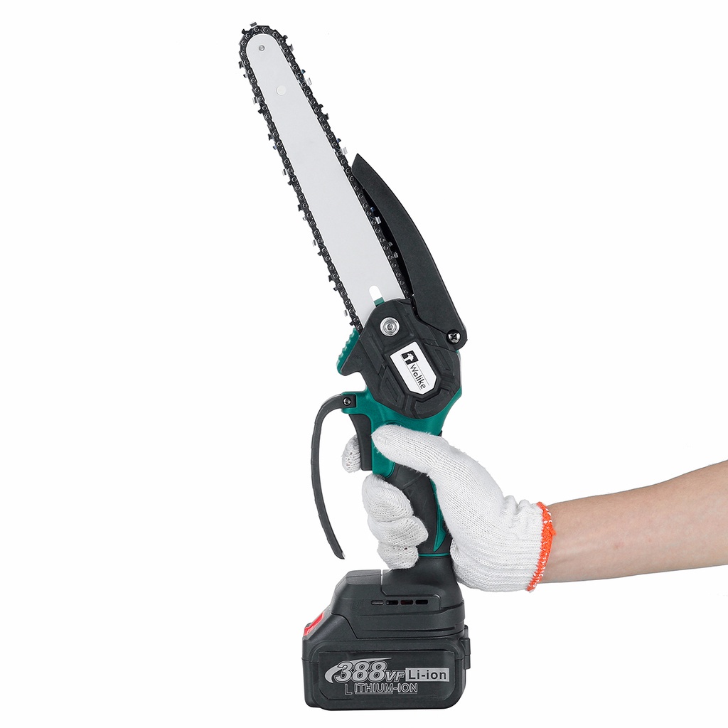 Máy Cưa Xích Điện mini 388vf Không Chổi Than 8inch Kèm 2 Pin 3000w