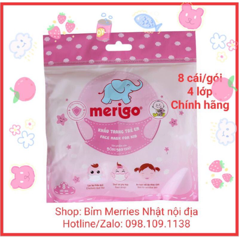 [HCM] Khẩu trang Merigo 8 chiếc- Chính hãng Bông Bạch Tuyết