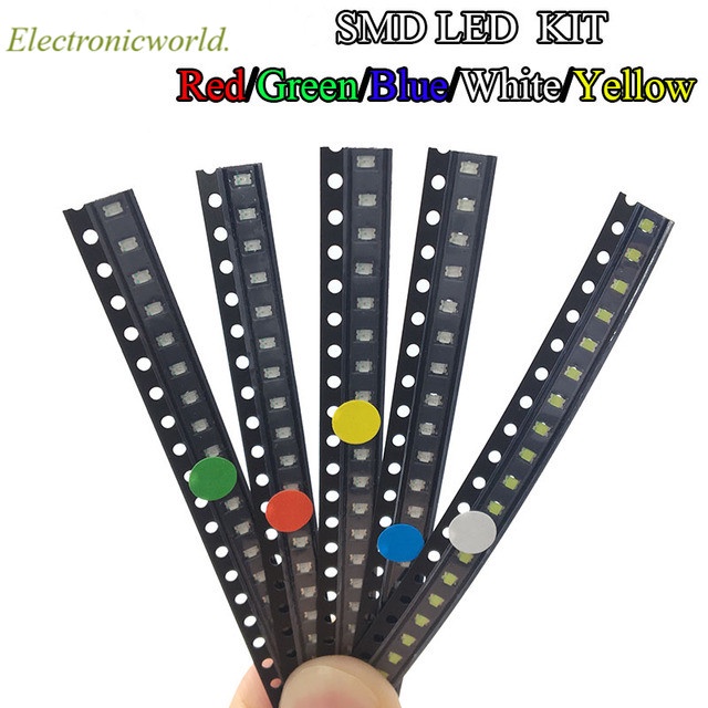 Set 100 Đèn Led Smd 0402 0603 0805 5 Màu
