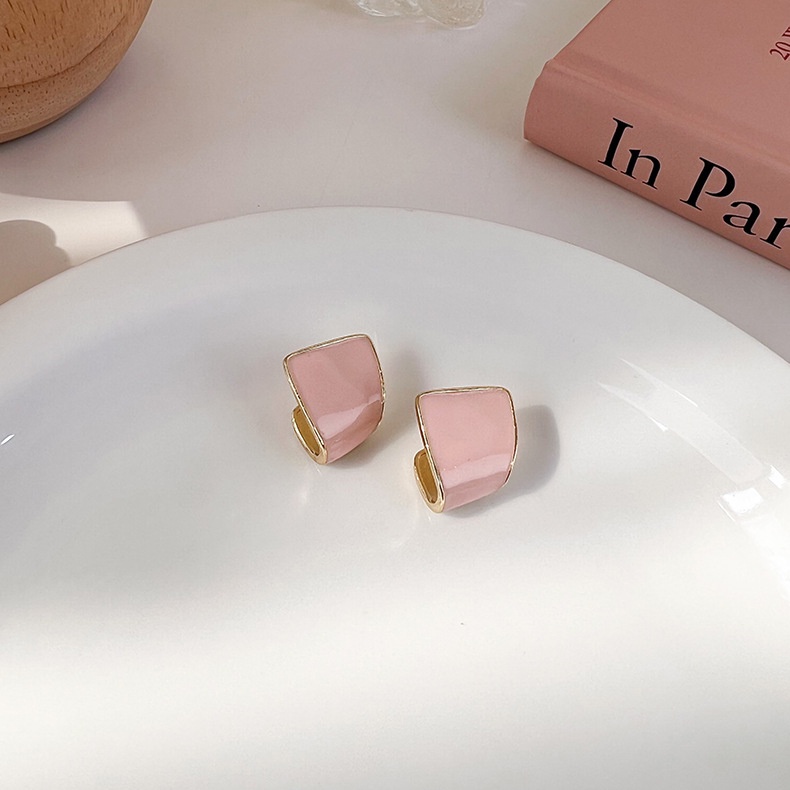 Bông Tai Hình Học Màu Hồng Phong Cách Hàn Quốc Thời Trang Sang Trọng Cho Nữ