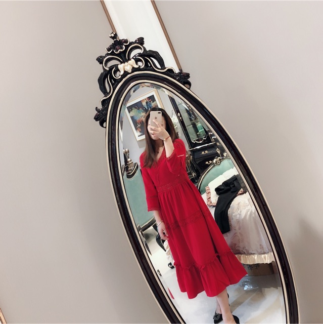 (Hàng sẵn) Váy boho đỏ dáng dài Váy maxi dài đỏ | BigBuy360 - bigbuy360.vn