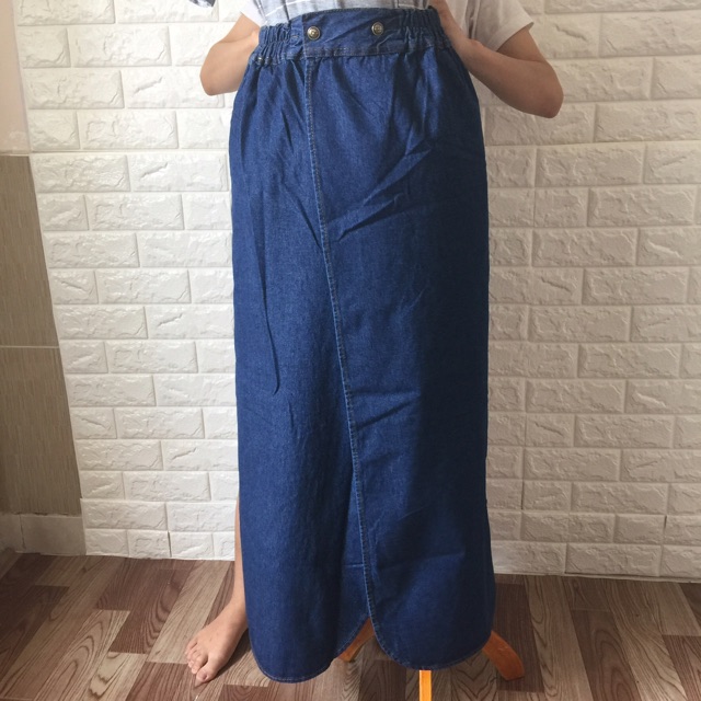 Váy chống nắng jean cao cấp thêu hoa nút bấm đồng bền đẹp che toàn thân Vietcharm Thiên Nga Hoa My | BigBuy360 - bigbuy360.vn