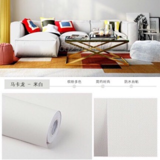 10m giấy dán tường mau trơn trắng sữa keo sẵn khổ rộng 45cm