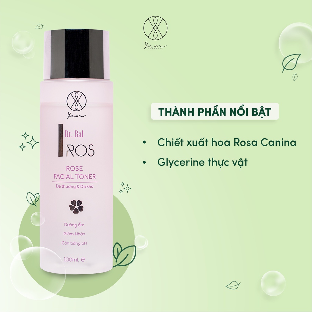 Toner Cấp Ẩm ROS Nước Hoa Hồng Dưỡng Ẩm Cho Da Khô Da Thường 100ml