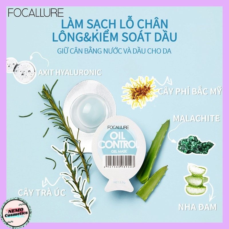Mặt nạ trắng da Focallure 3.8g hỗ trợ giảm mụn dưỡng ẩm kiểm soát dầu thừa trong 7 ngày nội địa Trung