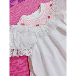 Đầm smock bèo ren thêu tay