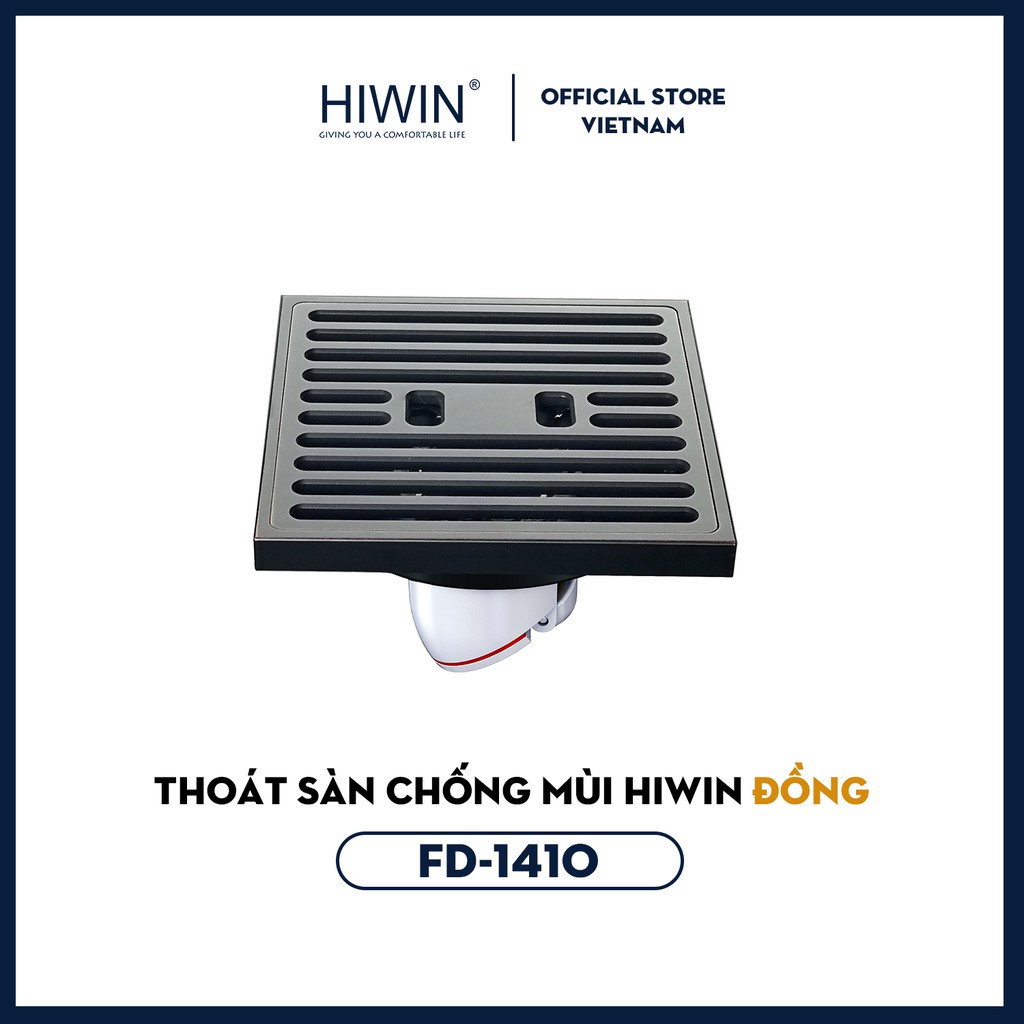 Thoát sàn chống mùi đồng mạ đen Hiwin FD-1410