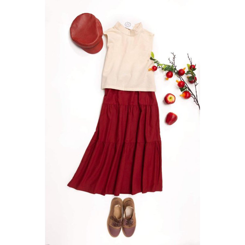 Chân váy đỏ Sò vintage
