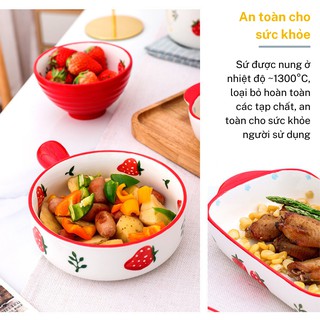 Bộ bát đĩa sứ dâu tây Fiore