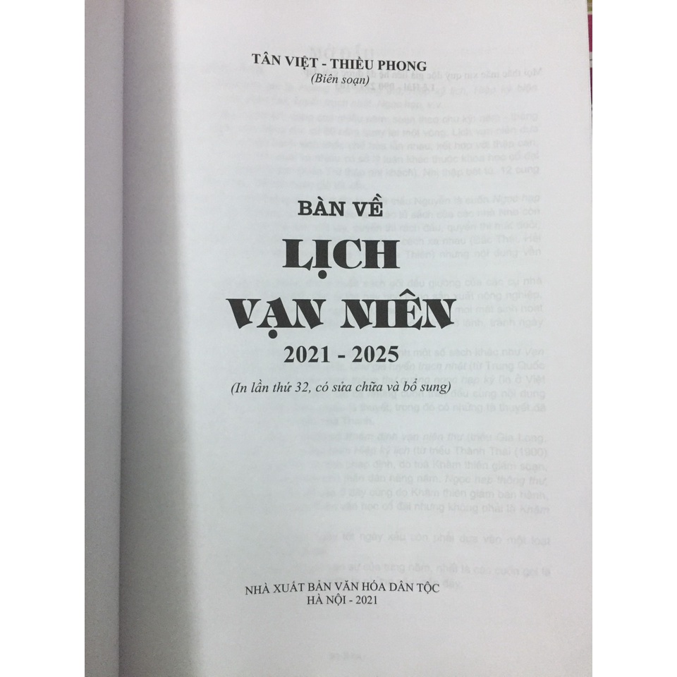 Sách - Bàn về Lịch Vạn Niên bản mới 2021