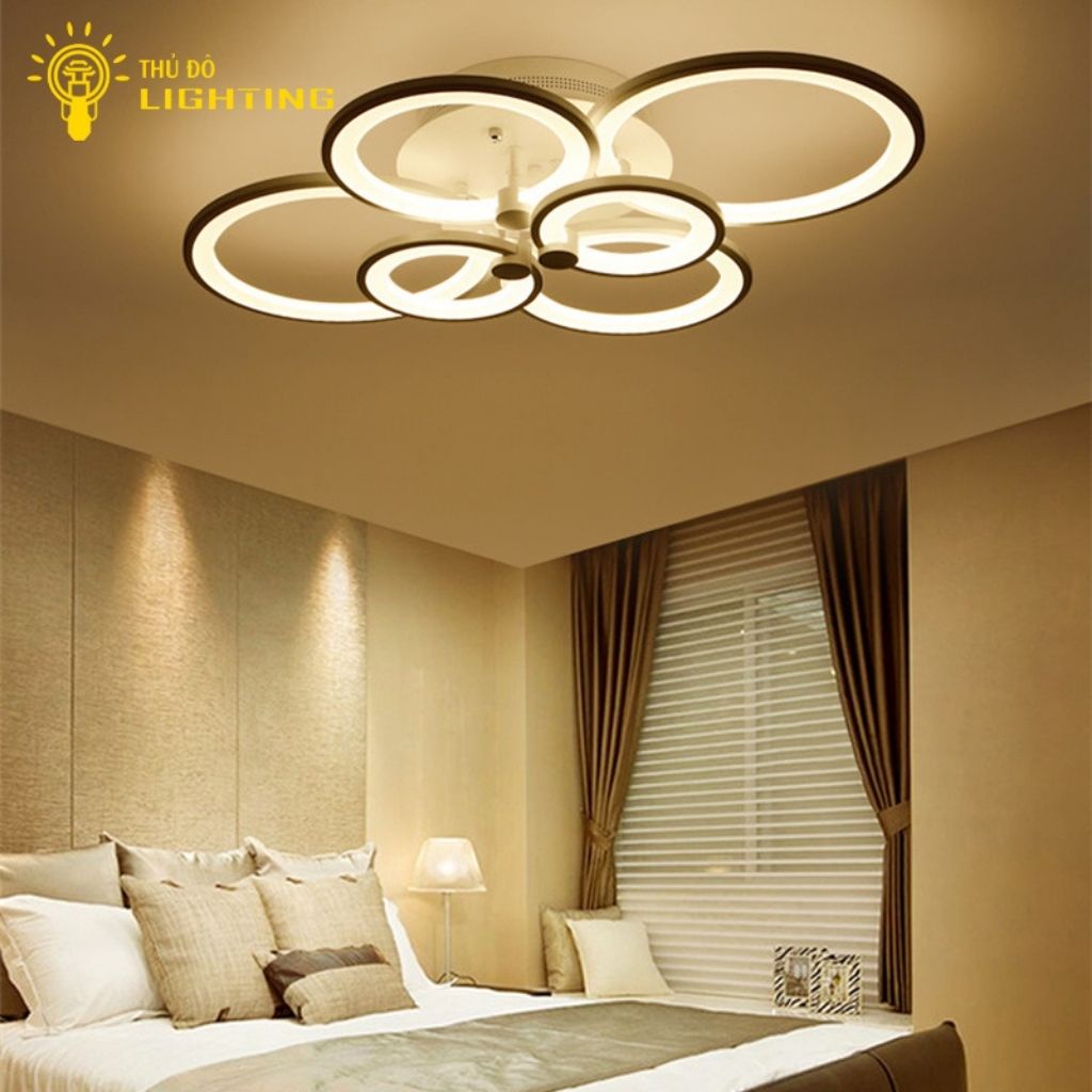 Đèn Ốp Trần Phòng Khách Vòng Tròn THỦ ĐÔ LIGHTING Thiết Kế 6 Vòng Xen Kẽ Độc Đáo, Đèn LED 3 Chế Độ Màu Tiết Kiệm 2009/6