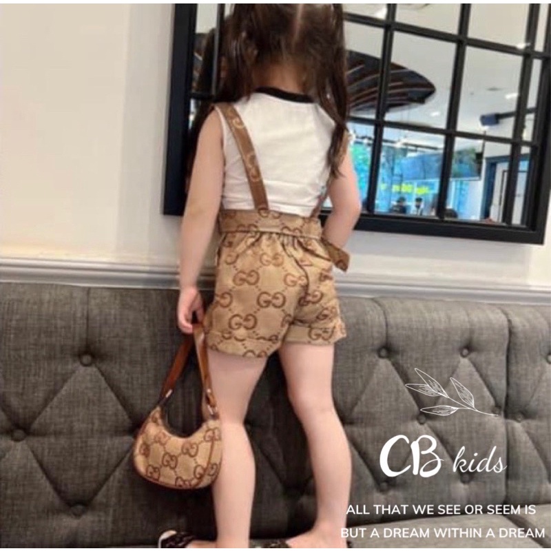 Set yếm quần gc kèm thắt lưng cho bé gái