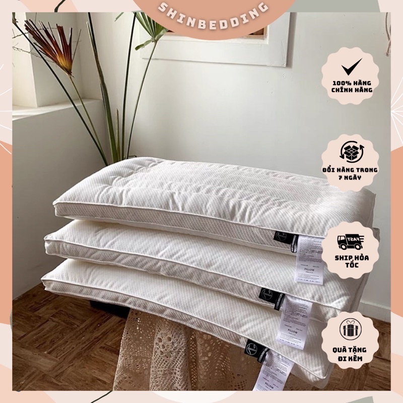 Gối Bông Lông Vũ Thấp Chống Đau Mỏi Gáy Hàng Cao Cấp