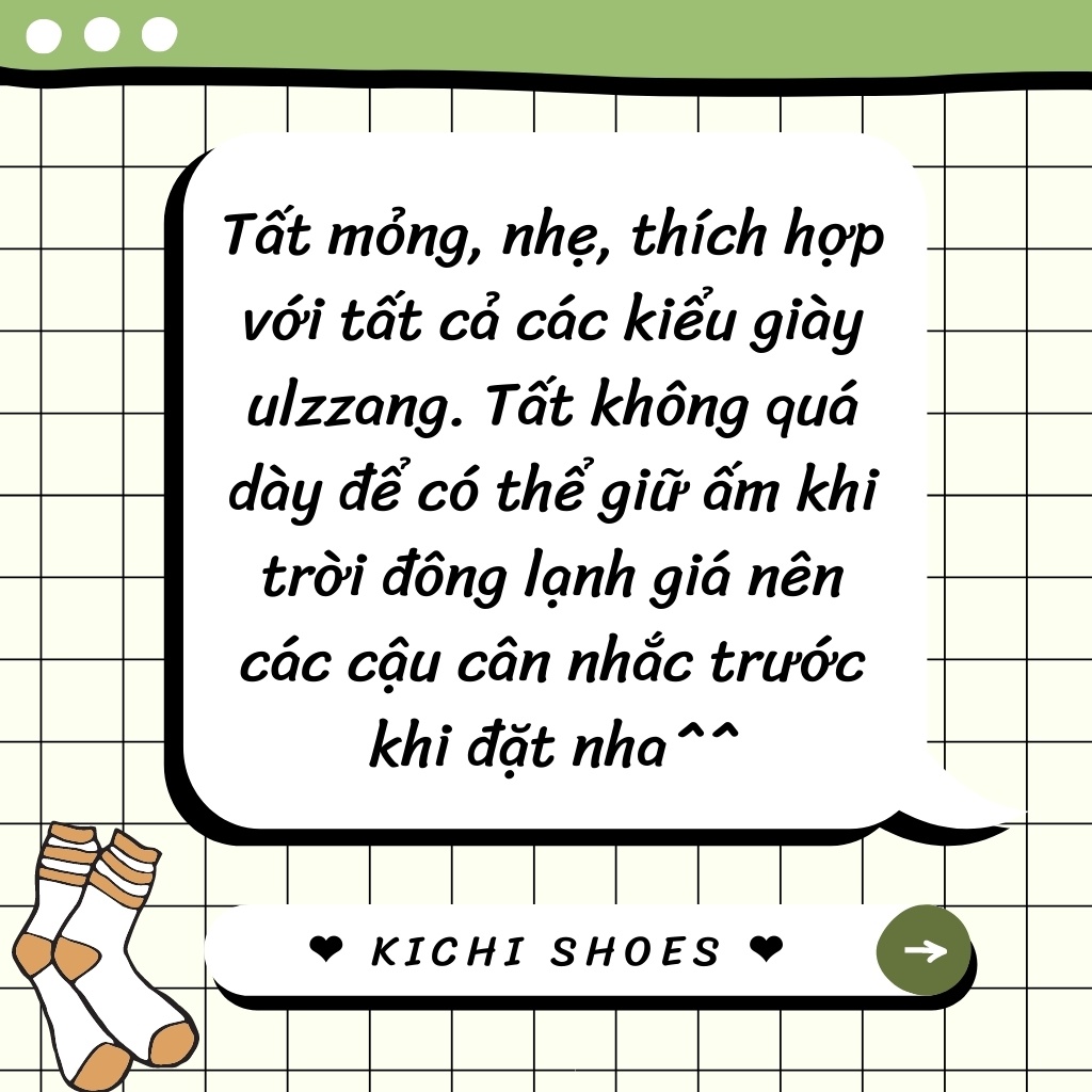 Tất cổ cao, vớ cổ cao nữ trắng họa tiết dễ thương vải co giãn thời trang Hàn Quốc - Kichi Shoes