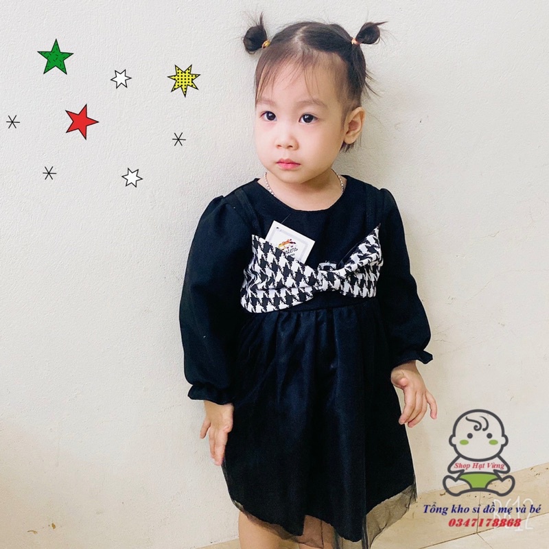 váy đính nơ ngực-cho bé từ 1 đến 5 tuổi