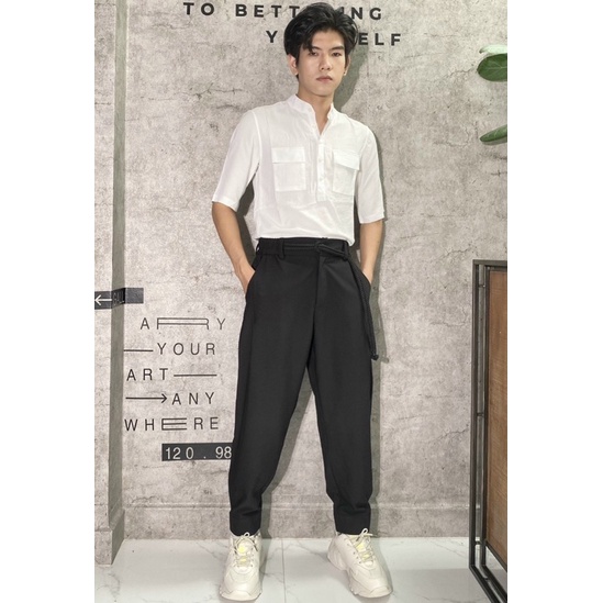 sơ mi chui trắng trơn 2 túi form suông rộng Nô Store