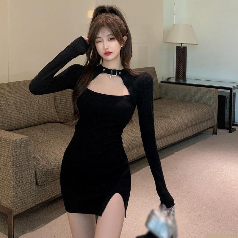 Váy body cổ vuông khoét hông quyến rũ