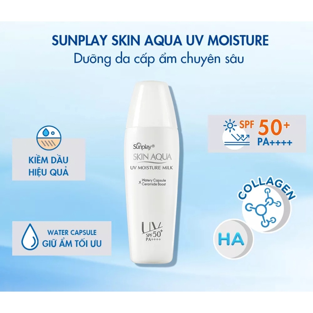 Sữa chống nắng dưỡng da ẩm mịn Sunplay Skin Aqua UV Moisture Milk SPF50+, PA+++ 30g