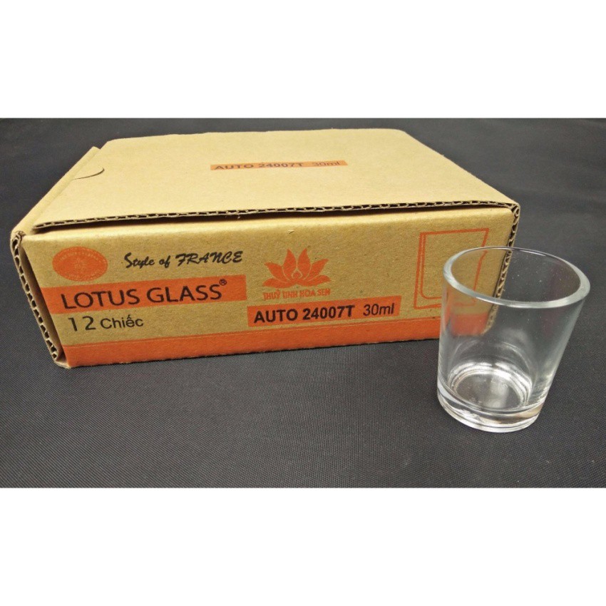 Hộp 12 cốc mít, cốc thủy tinh Lotus Glass 30ml