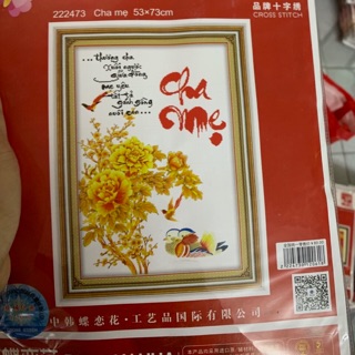 Tranh thêu chữ thập Cha Mẹ 222473 (53x73cm) chưa thêu