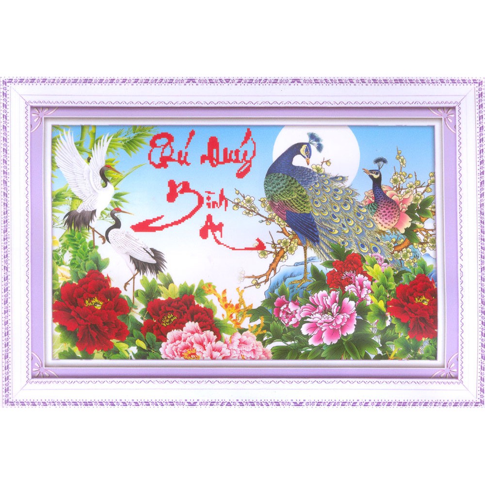 Tranh Thêu Chữ Thập 3D Phú Quý Bình An EVA8166 (TRANH TỰ THÊU) KT:72X48CM