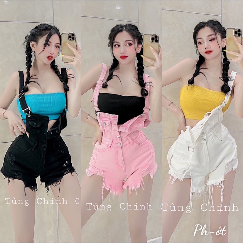 Yếm short jeans rách