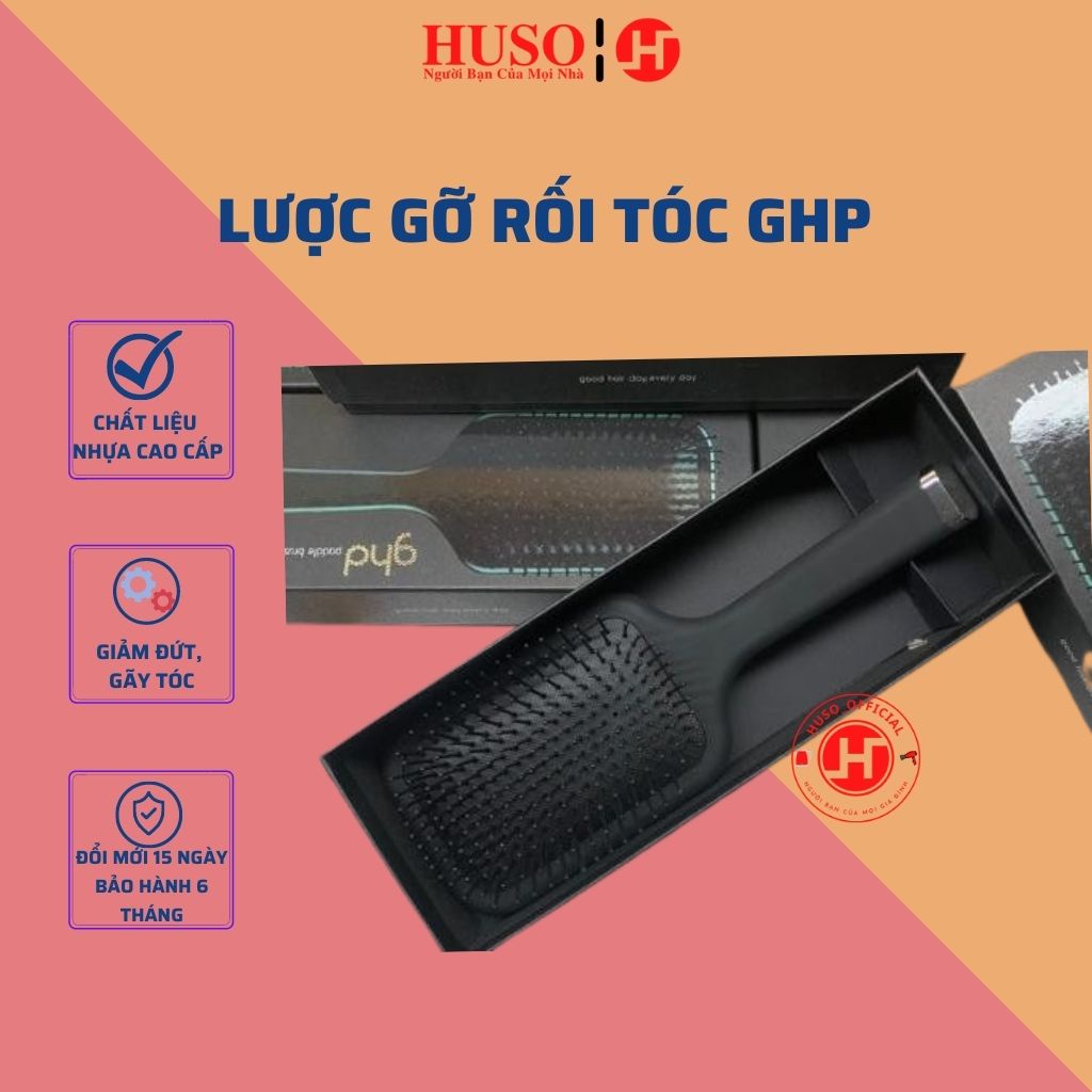 Lược gỡ rối tóc GHD Paddle hỗ trợ giảm đứt gãy tóc, chăm sóc tóc sau uốn và matxa da đầu