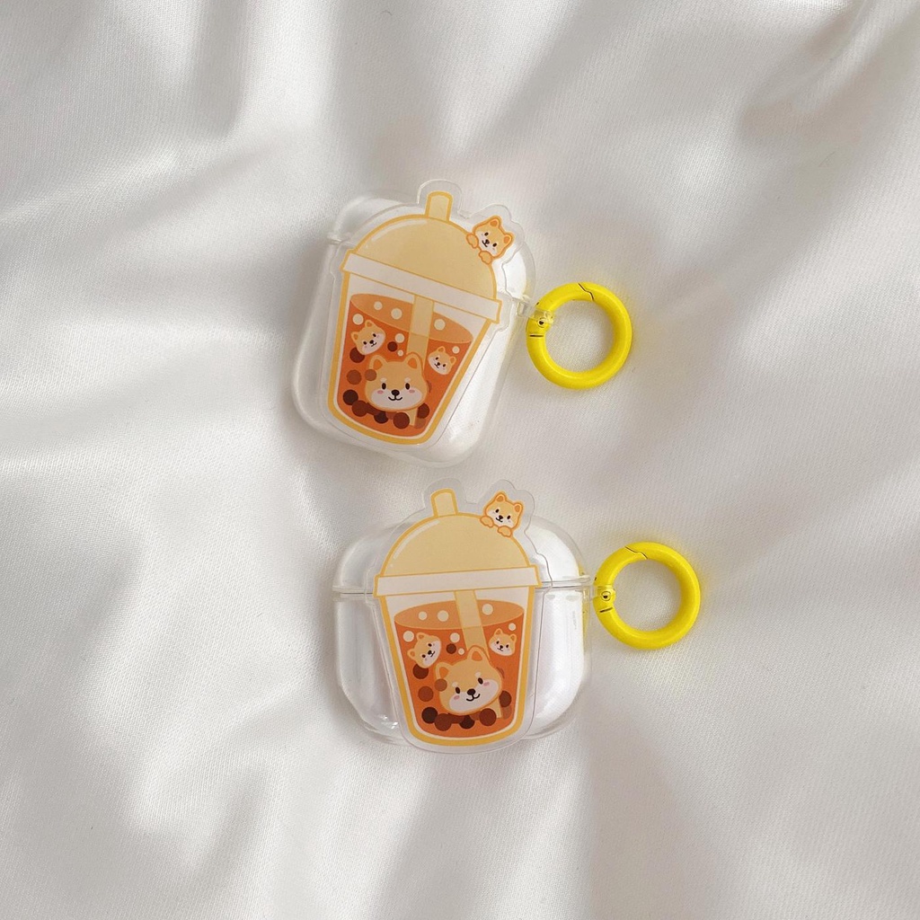 Vỏ Bảo Vệ Hộp Sạc Tai Nghe AirPods 1 2 pro 3 2021 gen3 Bằng Silicon Tpu Mềm Hình Ly Trà Sữa 4 Màu Dễ Thương