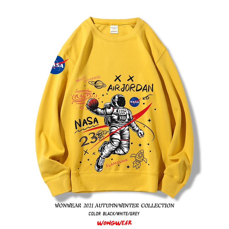 Áo Hoodie Cotton Dày Tay Dài In Hình Phi Hành Gia NASA Dành Cho Cặp Đôi