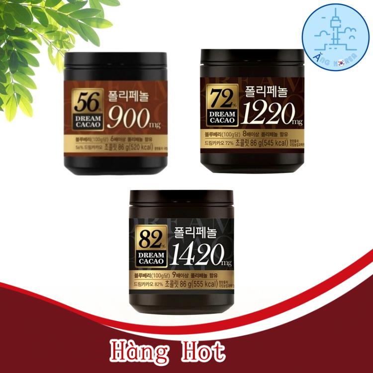 Cacao Đen Thích Hợp Cho Người Ăn Kiêng 56%, 72%, 82% - Hủ 86g