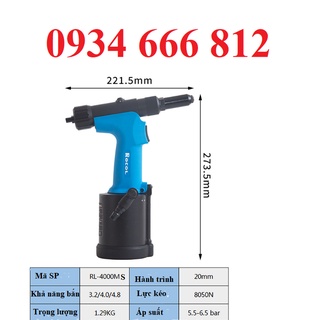 Súng rút đinh rive bằng hơi ROCOL 4000MS rút đinh 3.2-5.0 nhôm và inox