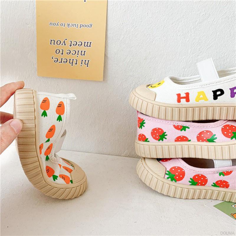 Giày vải canvas in hoạt hình kiểu Hàn Quốc dễ thương cho bé gái