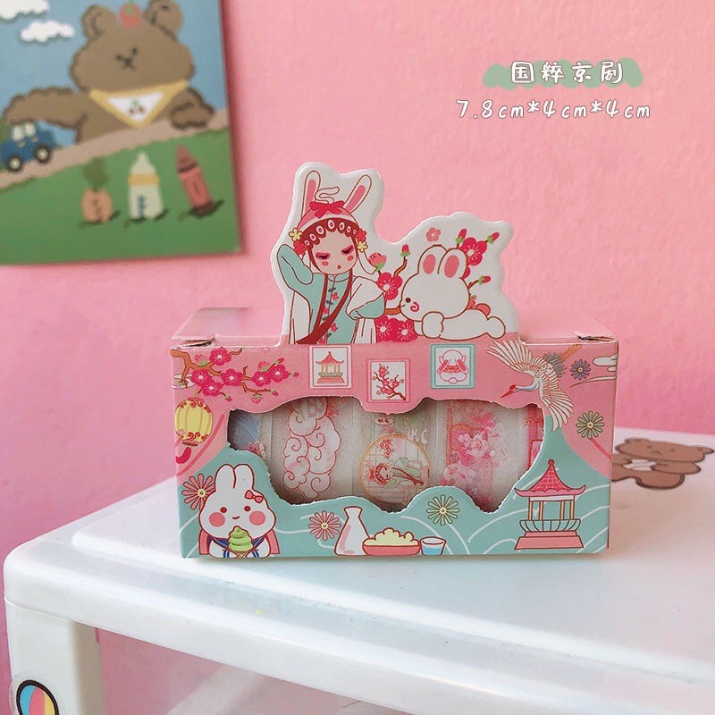 Set 5 cuộn băng dính washi tape sticker dán trang trí sổ tay lưu niệm Tom House