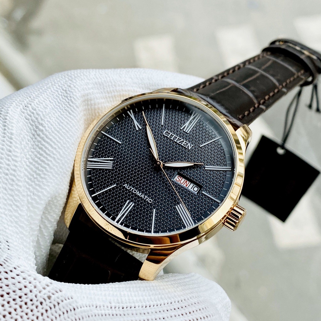 Đồng hồ nam dây da máy cơ Citizen NH8353-00H Mặt đen size 41mm - Chống nước 5ATM Bảo hành 1 năm Hyma watch